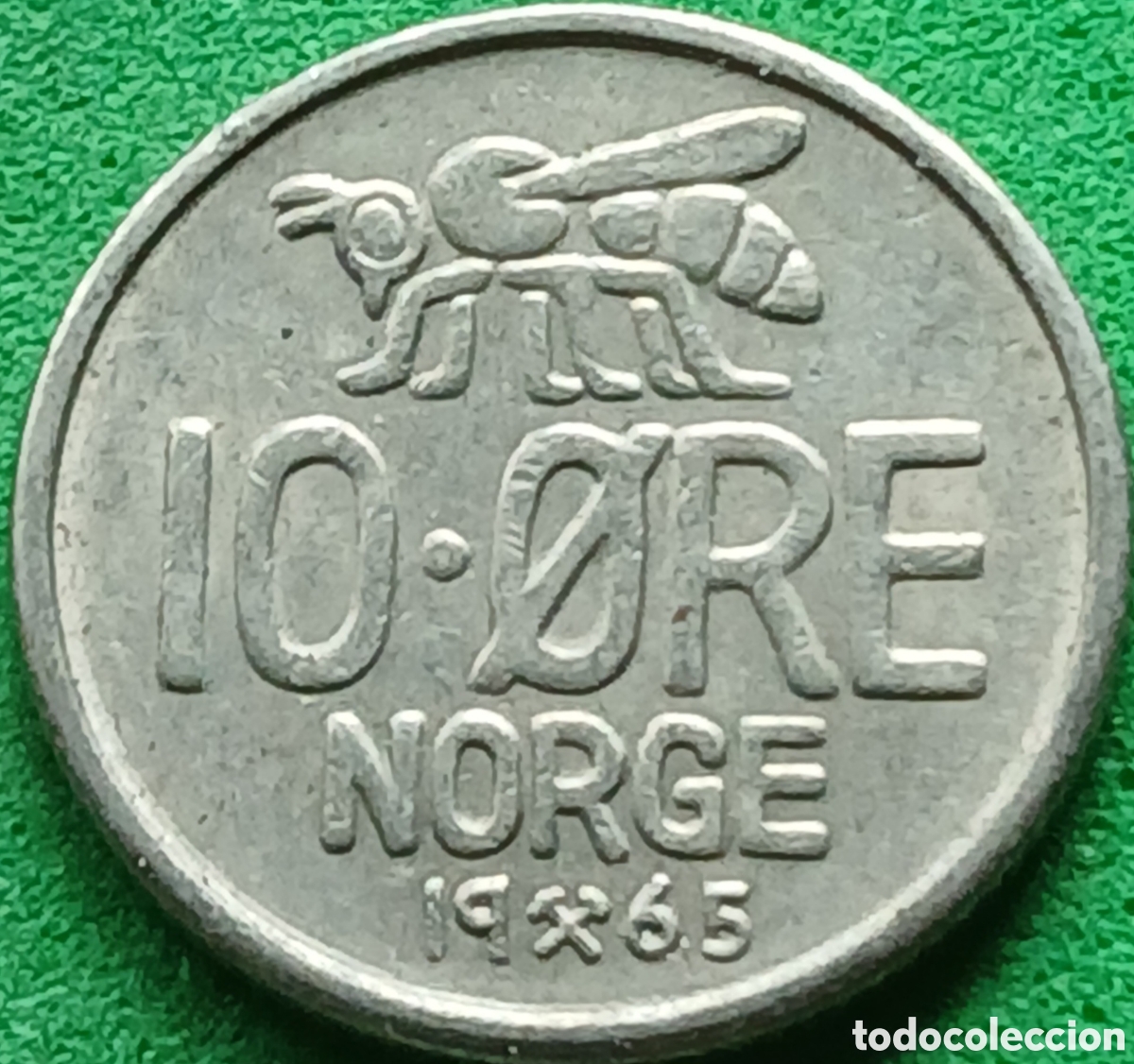 Monedas antiguas de Europa: Noruega 10 ore 1965 km#411