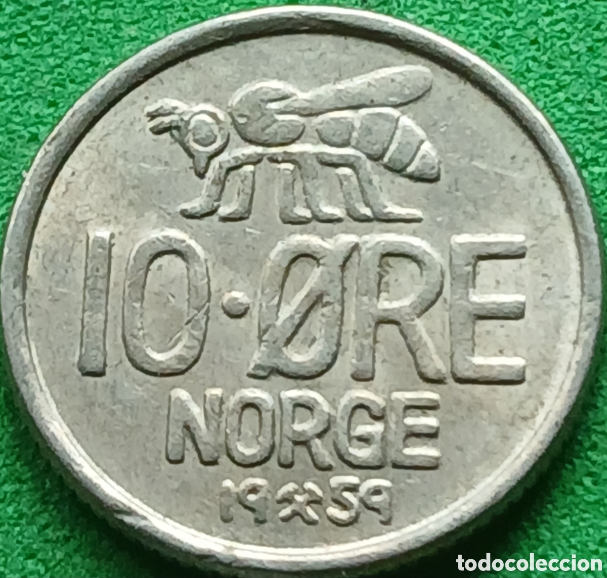 Monedas antiguas de Europa: Noruega 10 ore 1959 km#411