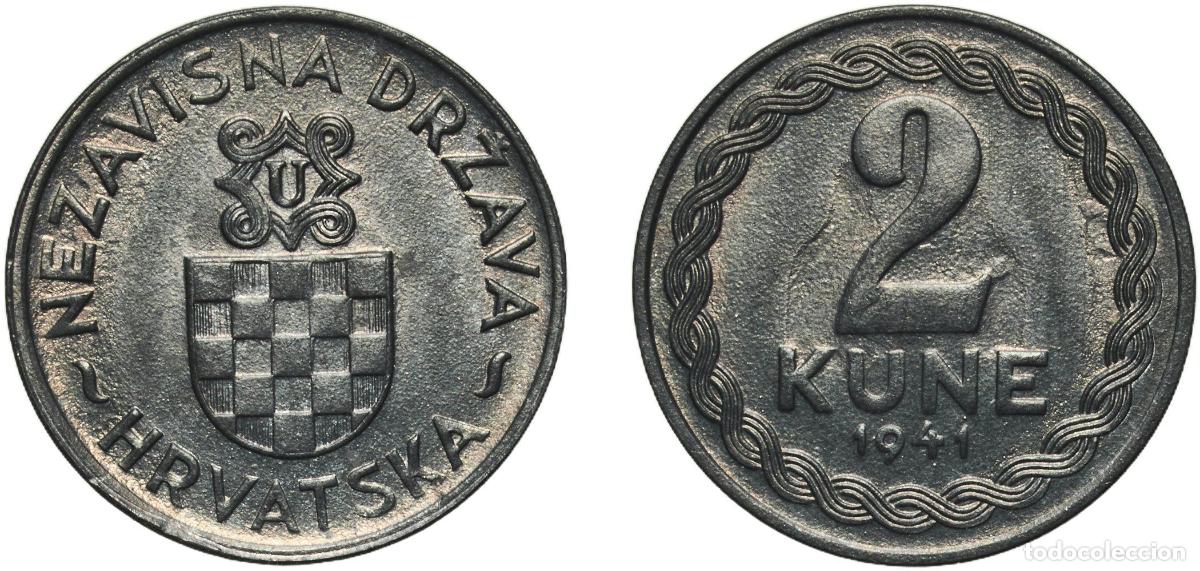 Monedas antiguas de Europa: Croatia 1941 2 Kune Zinc Zagreb / Z&aacute;gr&aacute;b (1750000) 2.27g UNC KM 2 Sch&ouml;n 3