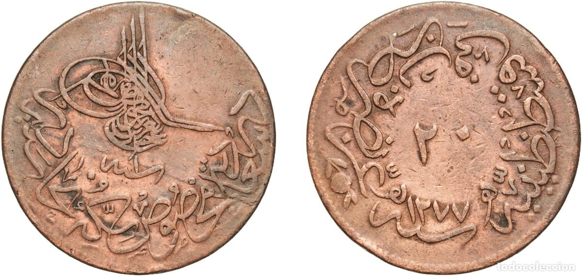Monedas antiguas de Europa: Ottoman Empire AH1277 (1861) ١ 20 Para - Abd&uuml;laziz Copper Konstantiniyye / Qustantiniyah Mint 10g V