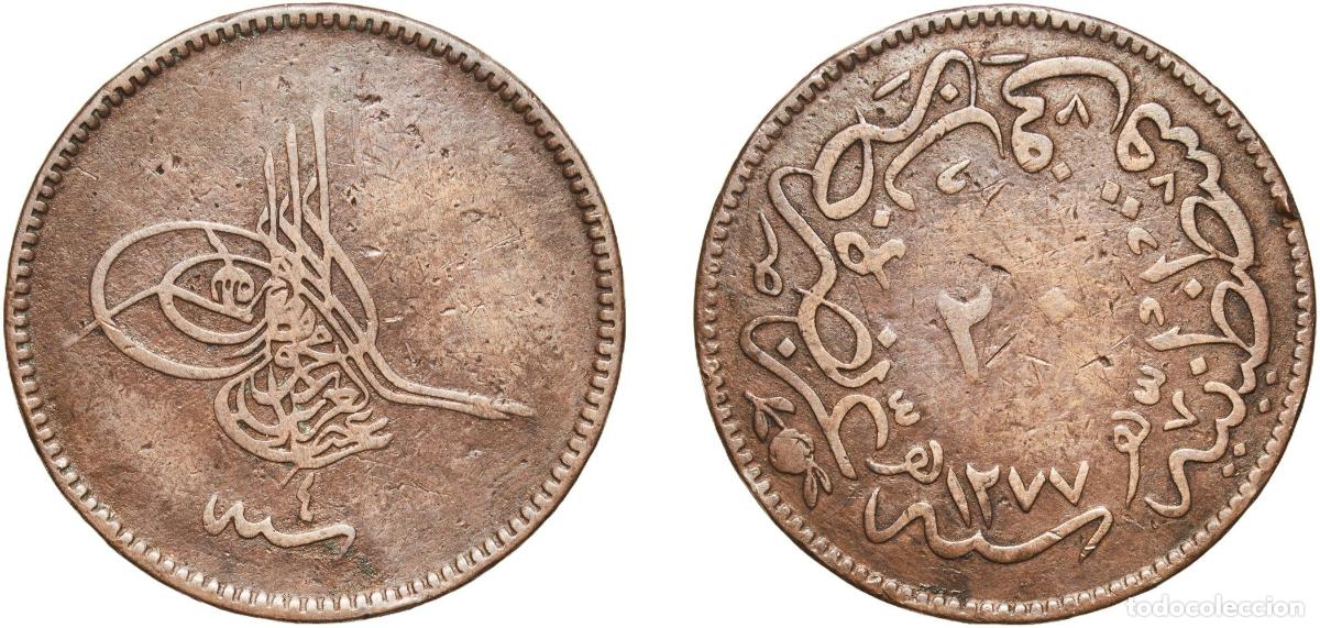 Monedas antiguas de Europa: Ottoman Empire AH1277 (1864) ٤ 20 Para - Abd&uuml;laziz (Constantinople) Copper Konstantiniyye / Qustant
