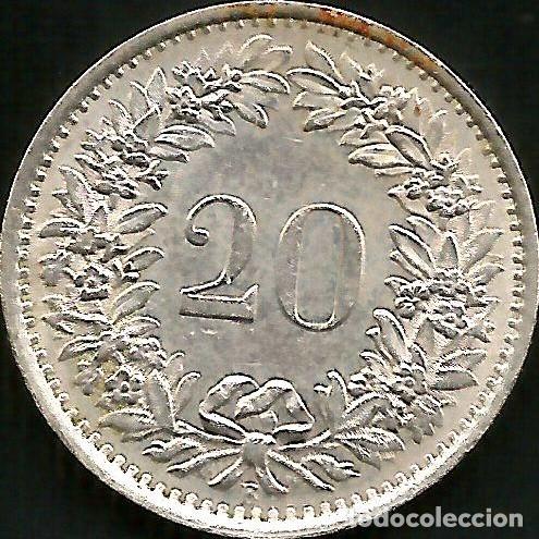 Monedas antiguas de Europa: SUIZA 1969 - 20 RAPPEN - KM 29a - CIRCULADA