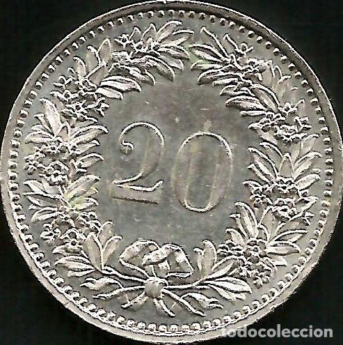 Monedas antiguas de Europa: SUIZA 1974 - 20 RAPPEN - KM 29a - CIRCULADA