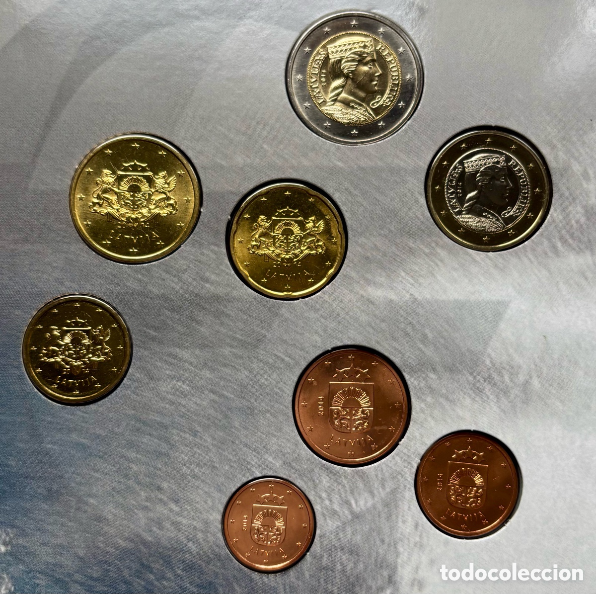 Monedas antiguas de Europa: Set Euros LETONIA 2014 . Serie 8 Valores &euro;. Cartera. Blister SC