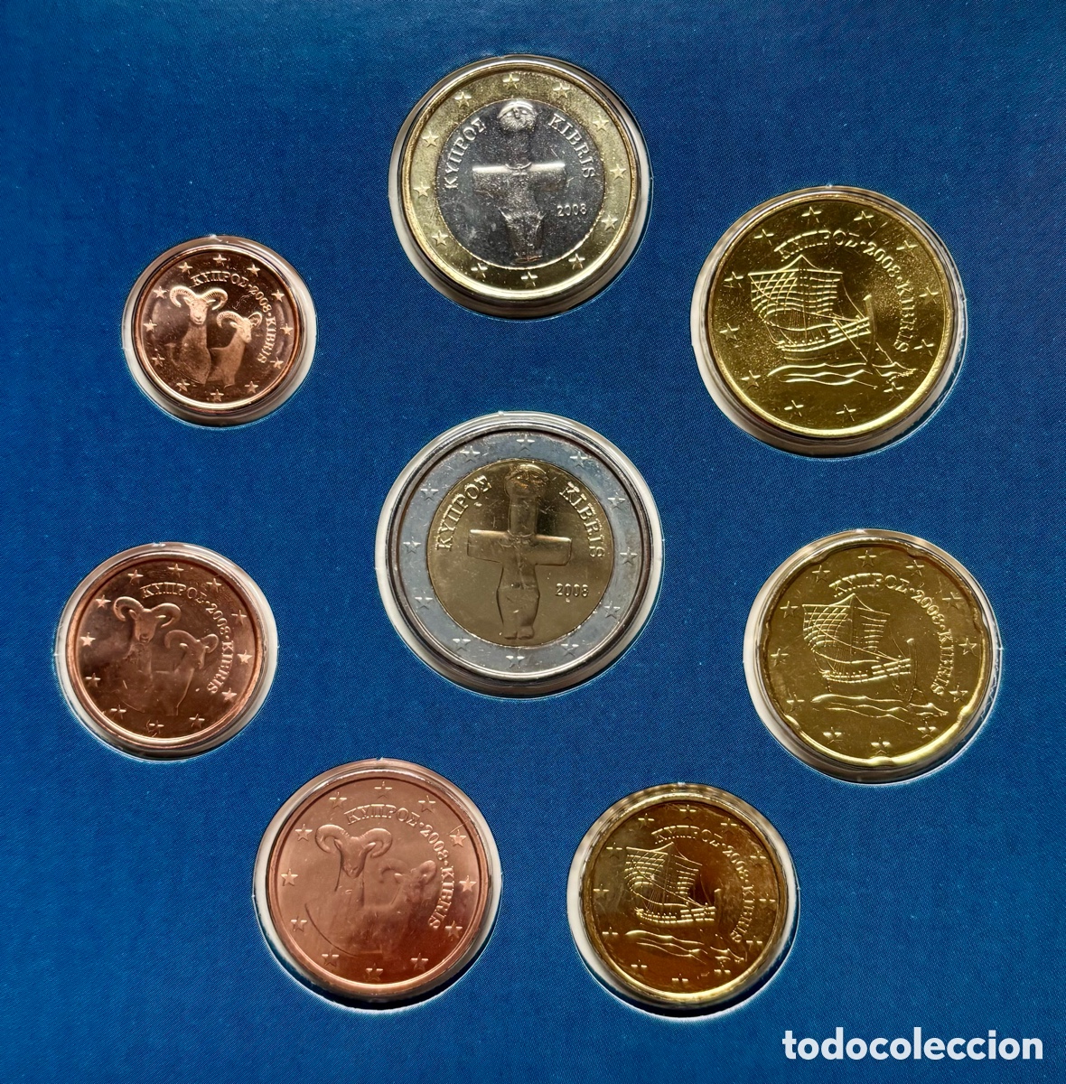 Monedas antiguas de Europa: Set Euros CHIPRE 2008 SC. Serie 8 Valores &euro;. Cartera Blister
