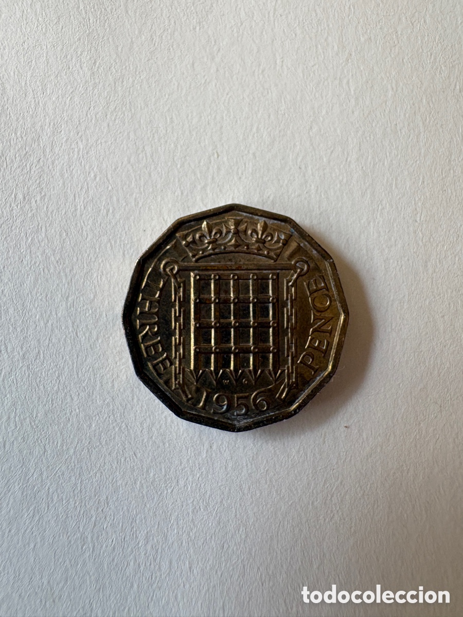Monedas antiguas de Europa: Moneda de 3 pence UK 1956