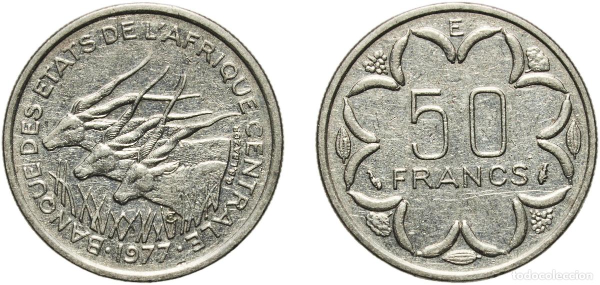 Monedas antiguas de Europa: Central African States Bank of Central African States 1977 E 50 Francs CFA Nickel Paris Mint 4.67g