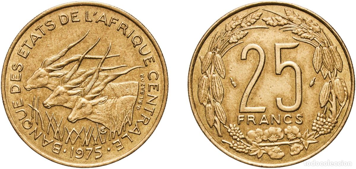 Monedas antiguas de Europa: Central African States Bank of Central African States 1975 25 Francs CFA Aluminium bronze Paris Min