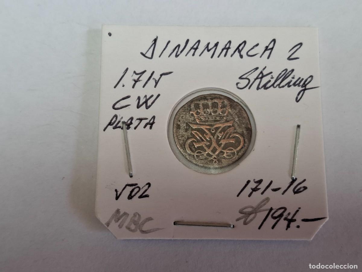 Monedas antiguas de Europa: 2 SKILLINGK de PLATA de 1715 CW KM 502 DINAMARCA en MBC