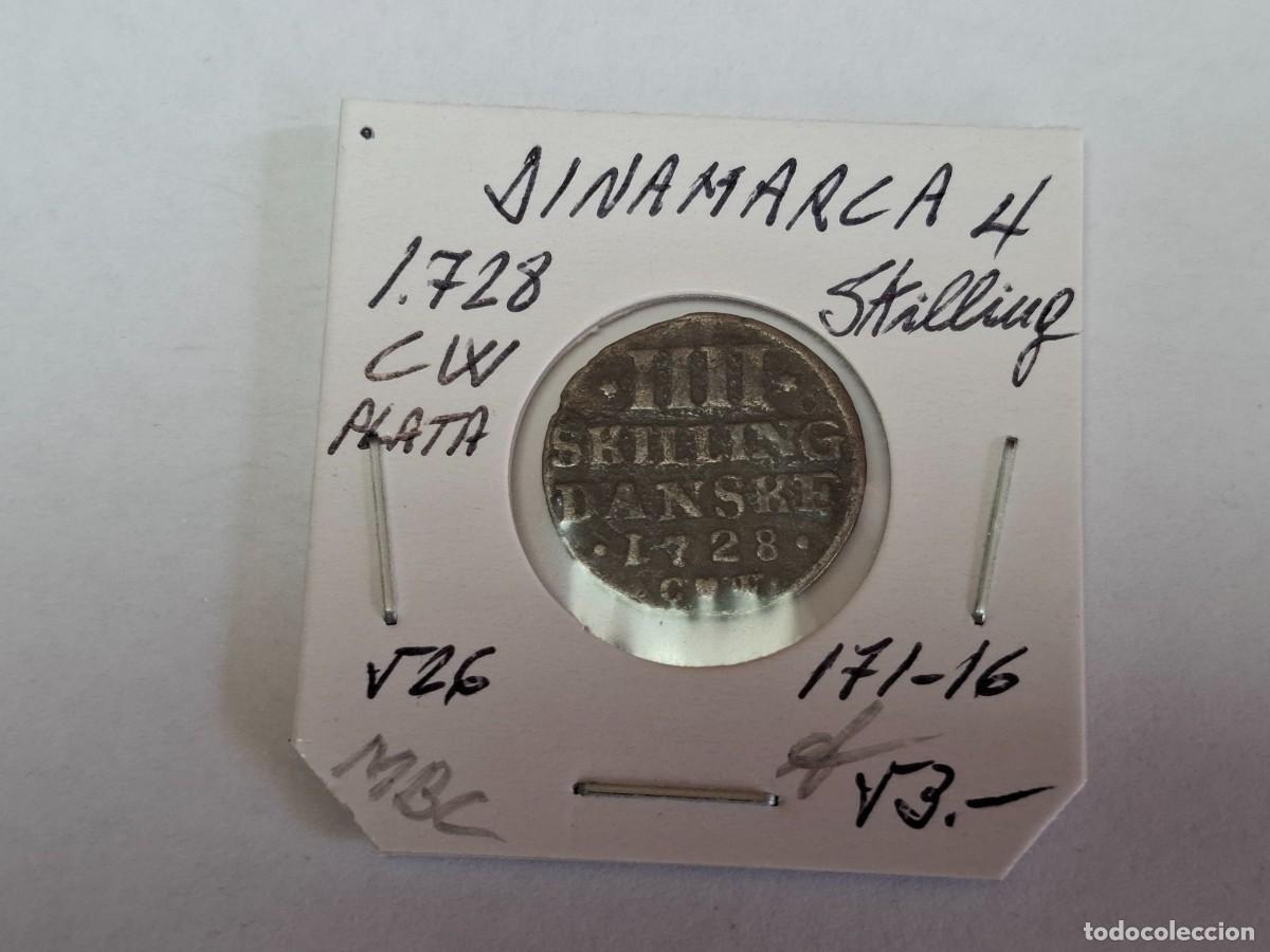 Monedas antiguas de Europa: 4 SKILLINGK de PLATA de 1715 CW KM 526 DINAMARCA en MBC