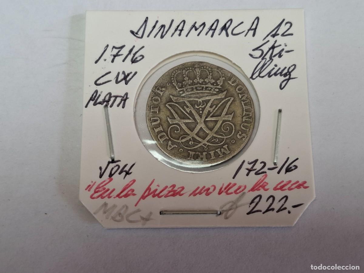 Monedas antiguas de Europa: 12 SKILLINGK de PLATA de 1716 CW KM 504 DINAMARCA en MBC+