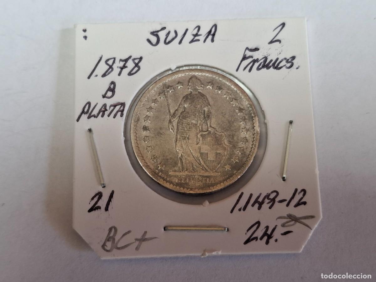 Monedas antiguas de Europa: 2 FRANCOS de PLATA de 1878 B KM 21 SUIZA en BC+