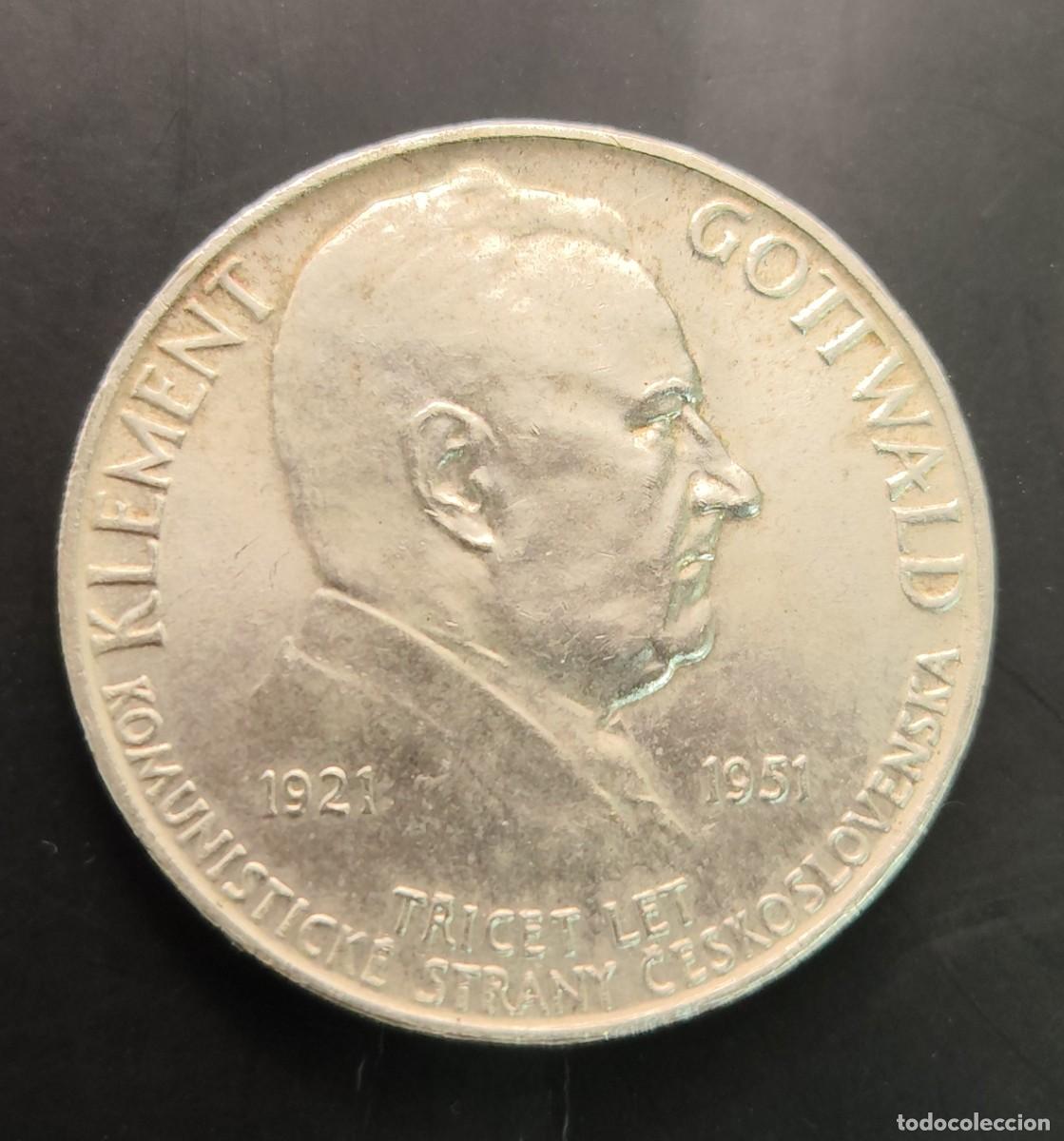 Monedas antiguas de Europa: CHECOESLOVAQUIA A&Ntilde;O 1951 CORONAS PLATA (500) &rdquo; 30 ANIVERSARIO PARTIDO COMUNISTA&rdquo;