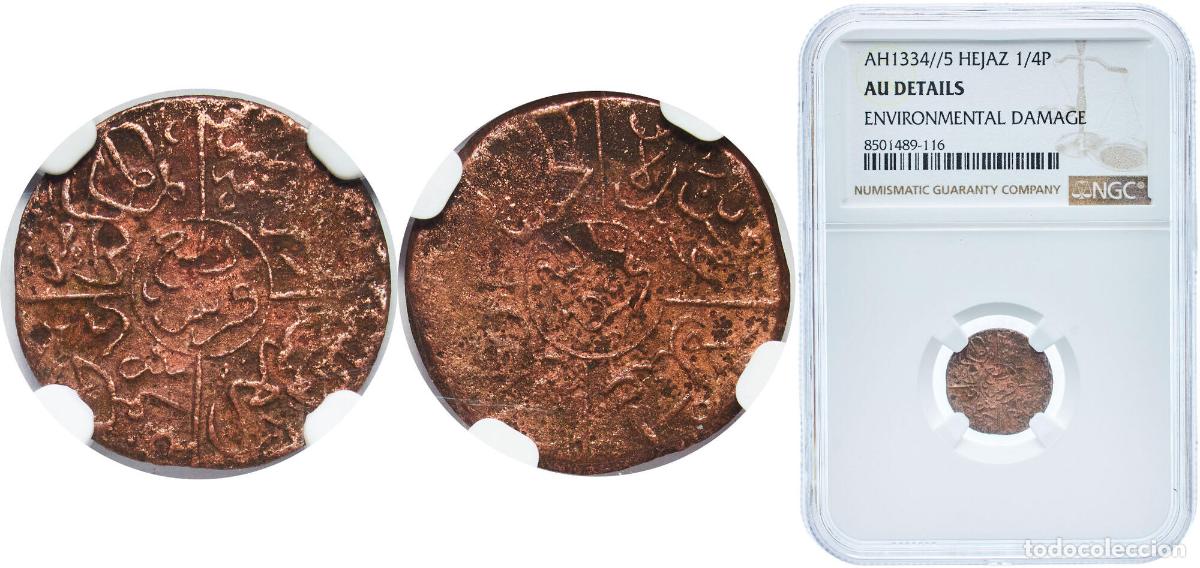 Monedas antiguas de Europa: Saudi Arabia Kingdom of Hejaz Hejaz and Nejd and Dependencies AH1334//5 (1916) &frac14; Qirsh - Husayn Bro