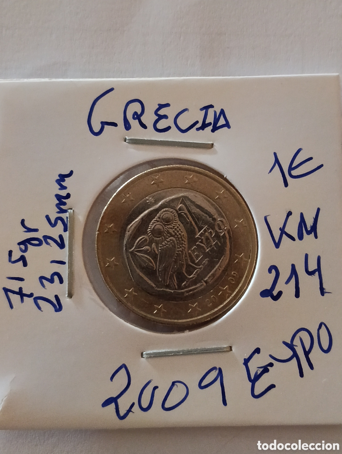 Monedas antiguas de Europa: 1 euro de Grecia b&uacute;ho 2009 excelente calidad