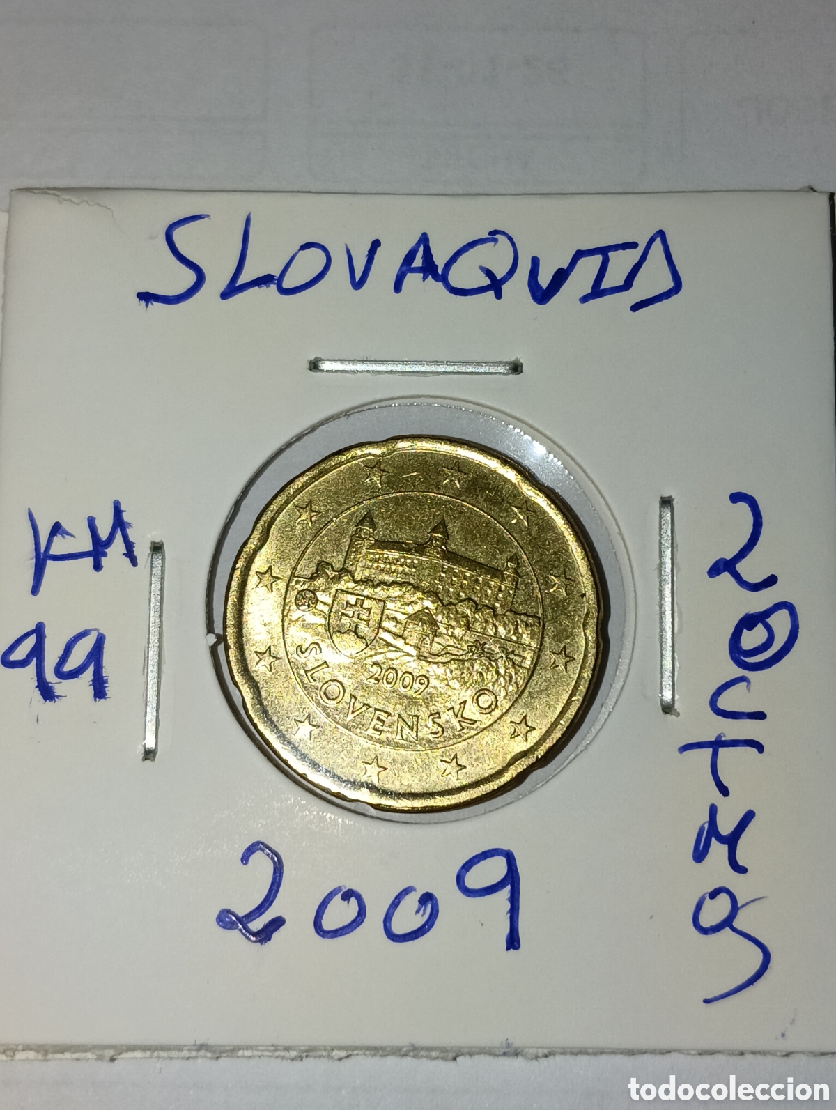 Monedas antiguas de Europa: 20 c&eacute;ntimos de euro de Eslovaquia del a&ntilde;o 2009, que marca el primer a&ntilde;o de emisi&oacute;n tras la adopci&oacute;n