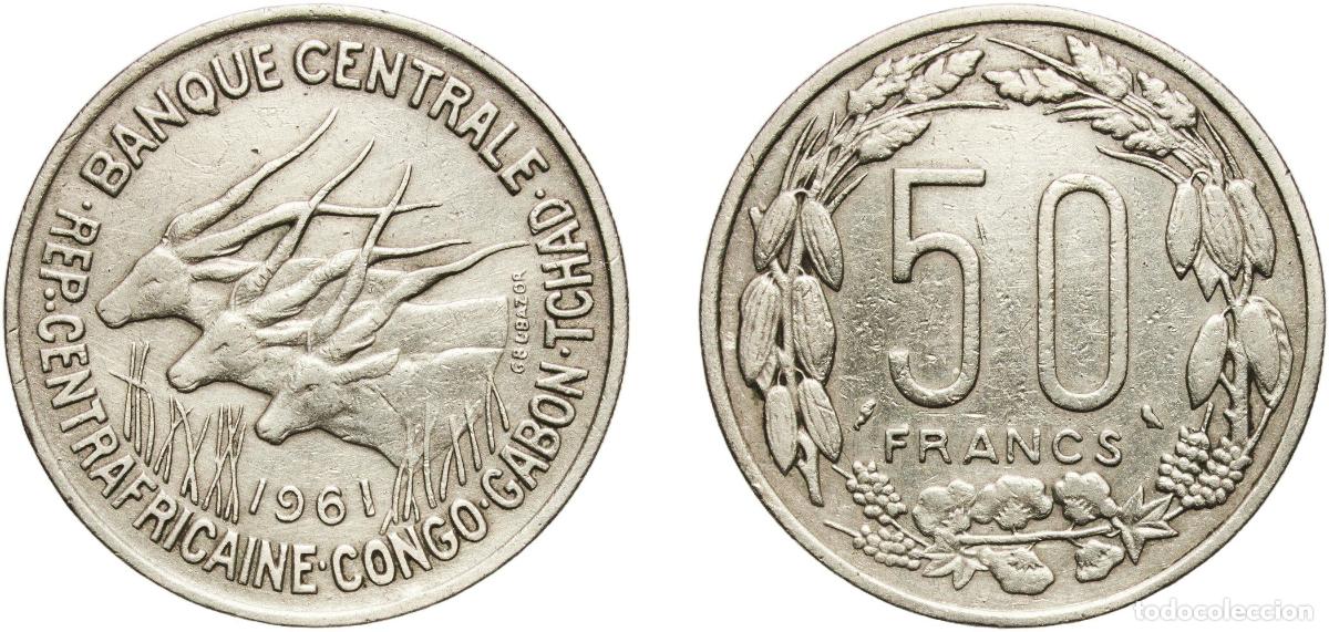 Monedas antiguas de Europa: Central African States Central Bank of Equatorial African states and Cameroon 1961 50 Francs CFA Co