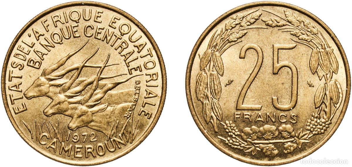Monedas antiguas de Europa: Central African States Central Bank of Equatorial African states and Cameroon 1972 25 Francs CFA Al