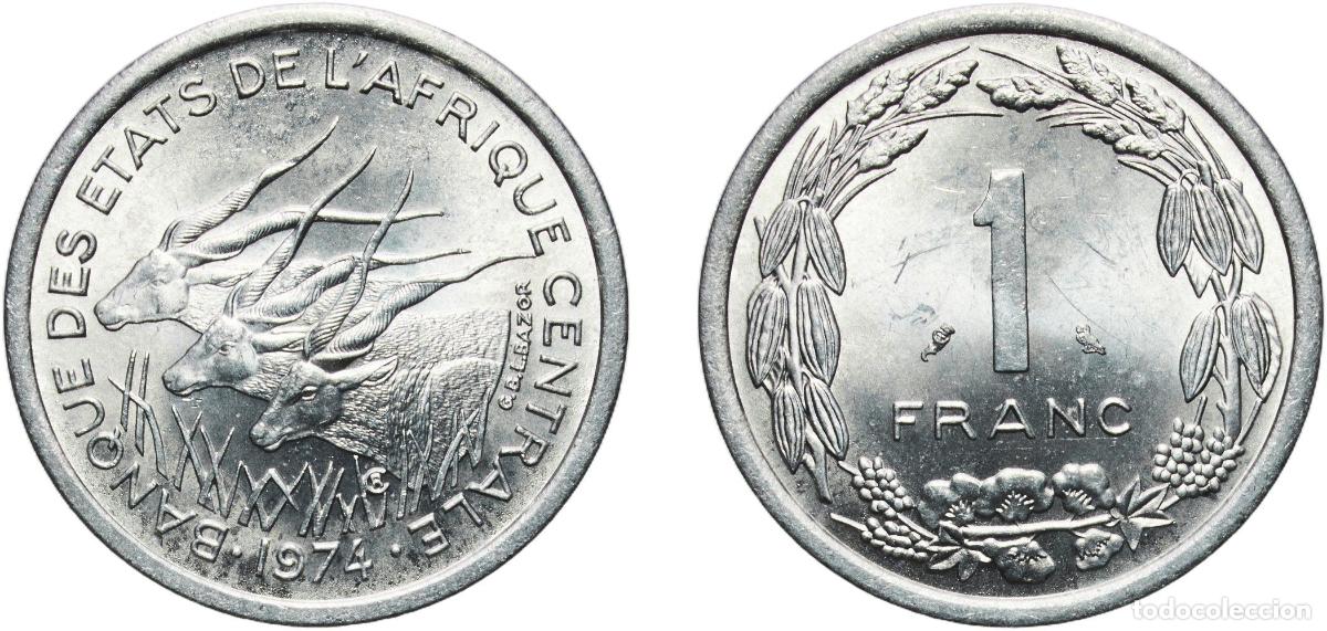 Monedas antiguas de Europa: Central African States Bank of Central African States 1974 1 Franc CFA Aluminium Paris Mint (300000