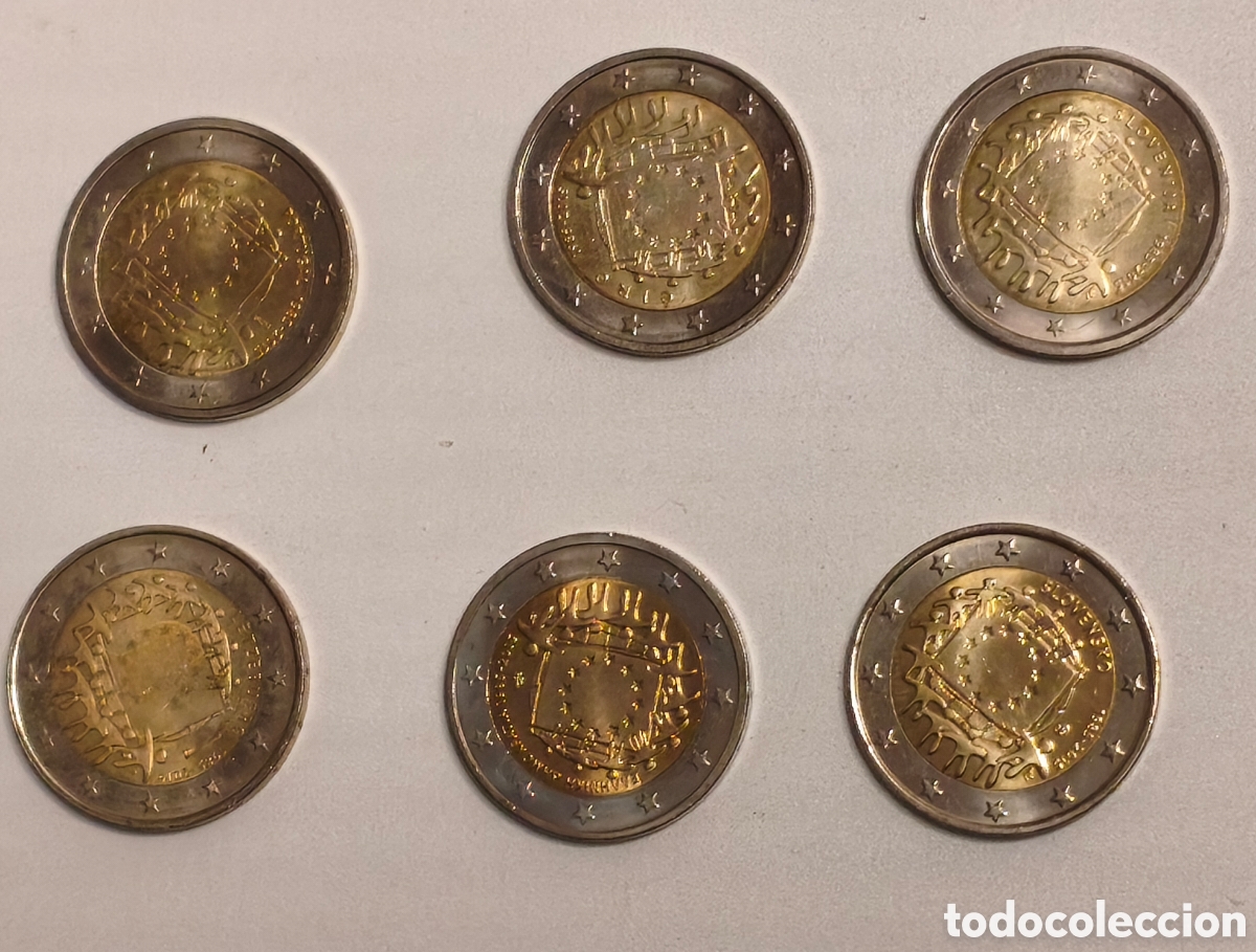 Monedas antiguas de Europa: Lote 6 monedas 2 euros SC 2015 30 aniversario UE