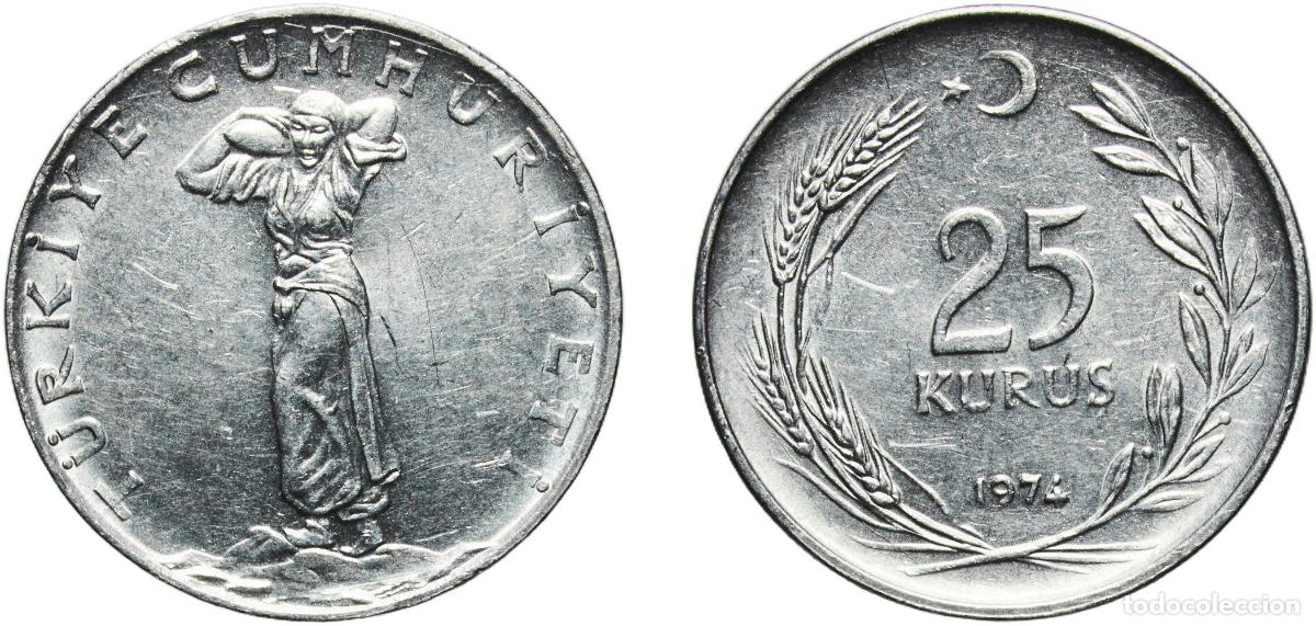 Monedas antiguas de Europa: Turkey Republic 1974 25 Kuruş Acmonital Turkish State Mint (24126000) 3.94g AU KM 892.3