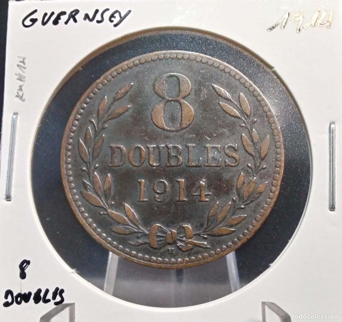 Monedas antiguas de Europa: GUERNSEY 8 DOUBLES 1914 KM#14 MBC.