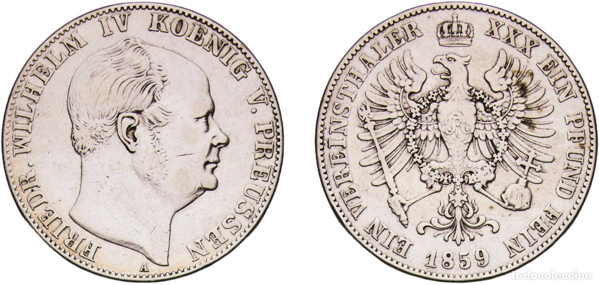 Monedas antiguas de Europa: Germany Kingdom of Prussia Kingdom of Prussia Second Empire 1859 A 1 Vereinsthaler - Friedrich Wilh