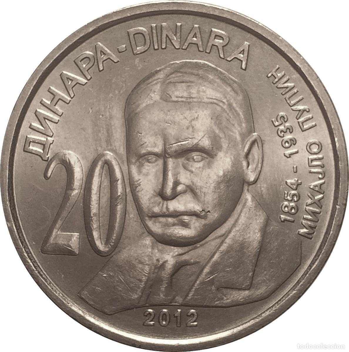 Monedas antiguas de Europa: Serbia 20 dinar 2012 KM#62 Mihajlo Pupin UNC/SC
