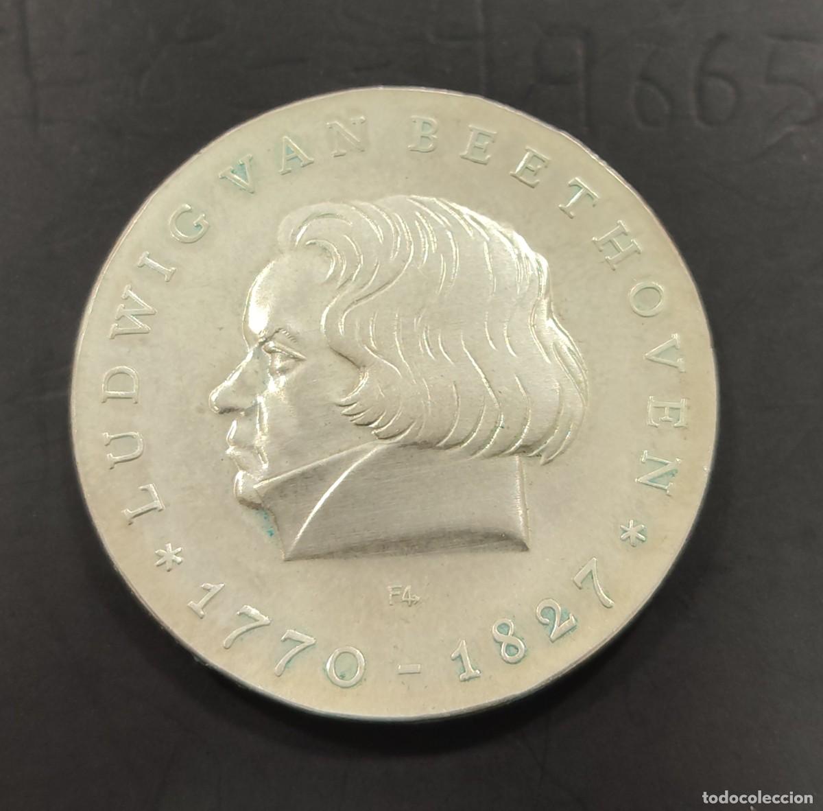 Monedas antiguas de Europa: ALEMANIA ORIENTAL A&Ntilde;O 1970 , 10 MARCOS PLATA (625) &rdquo; BEETHOVEN &rdquo;