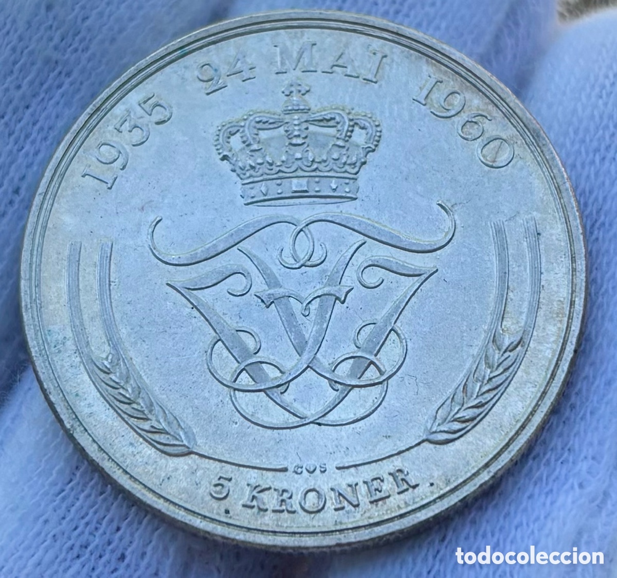 Monedas antiguas de Europa: Moneda PLATA DINAMARCA 5 Coronas 1960 SC- . Conmemorativa Kroner Denmark