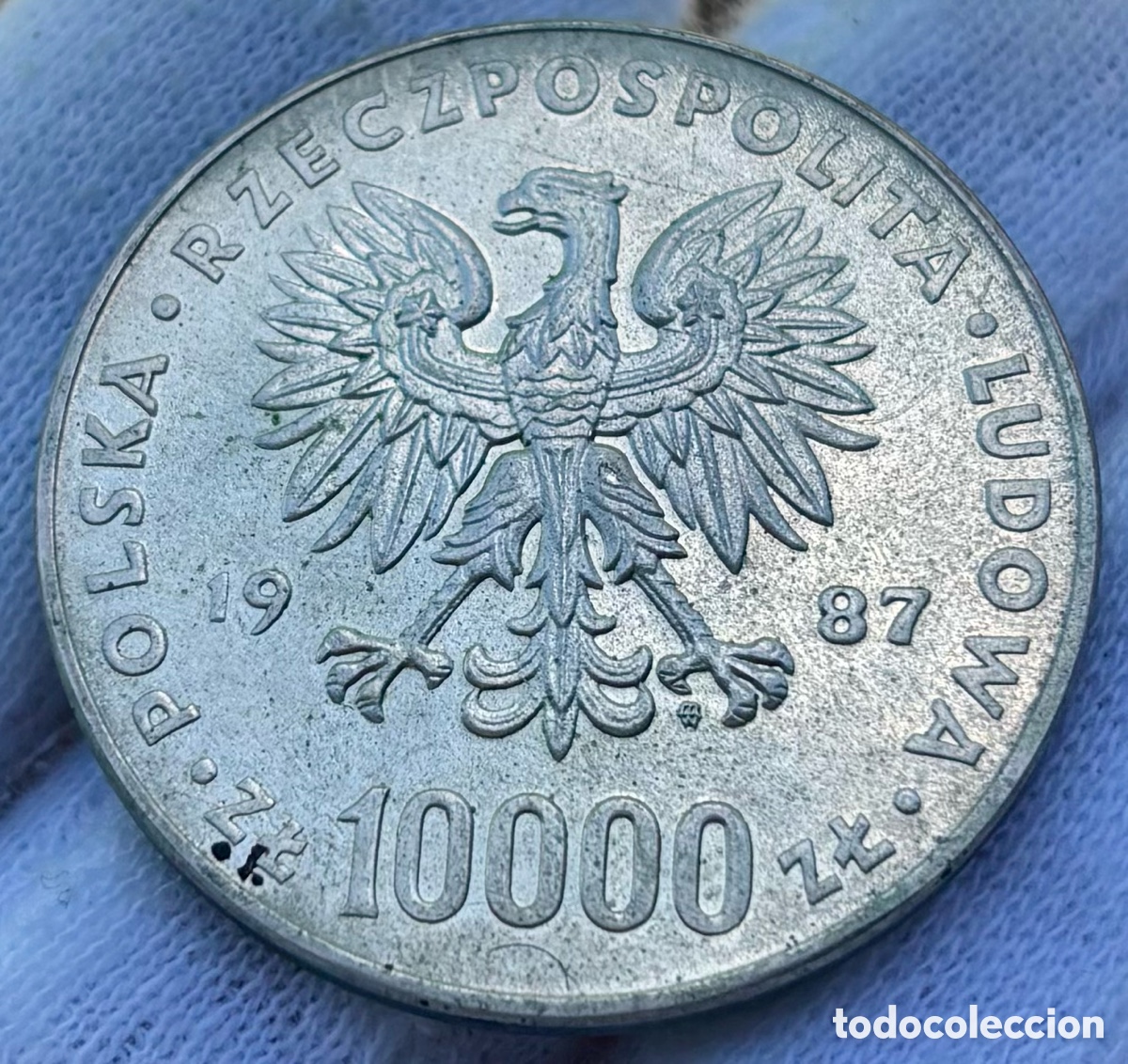 Monedas antiguas de Europa: Moneda PLATA POLONIA 10000 Zlotych 1987 Papa Juan Pablo II