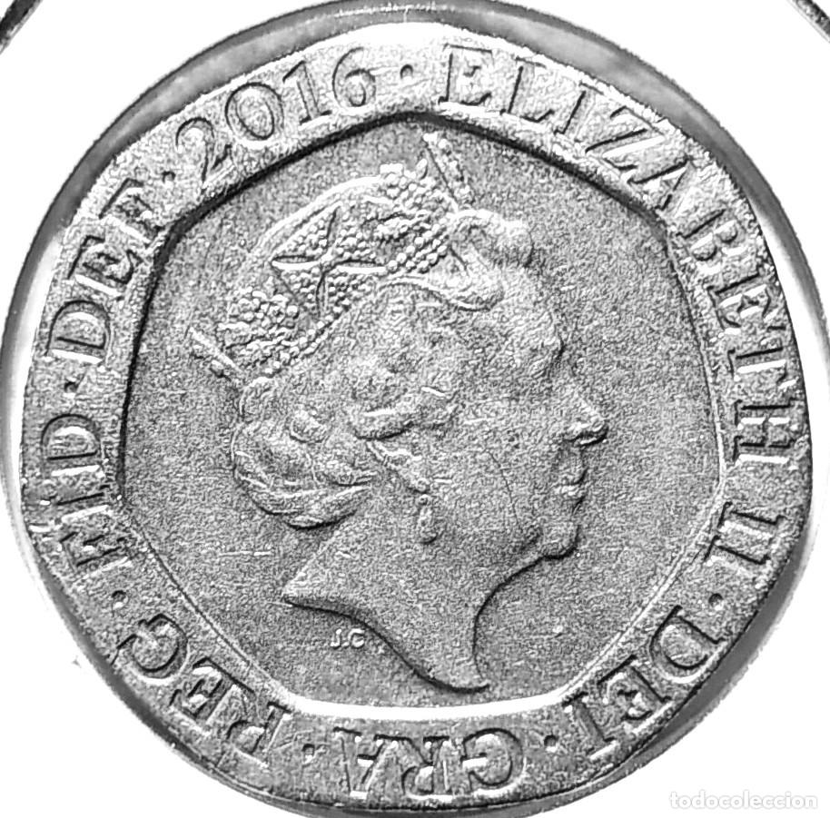 Monedas antiguas de Europa: REINO UNIDO (1982-2022) - 20 PENIQUES 2016 - REINA ISABEL II - A - 5 GR. CUPRONIQUEL - DIAMETRO 21,4