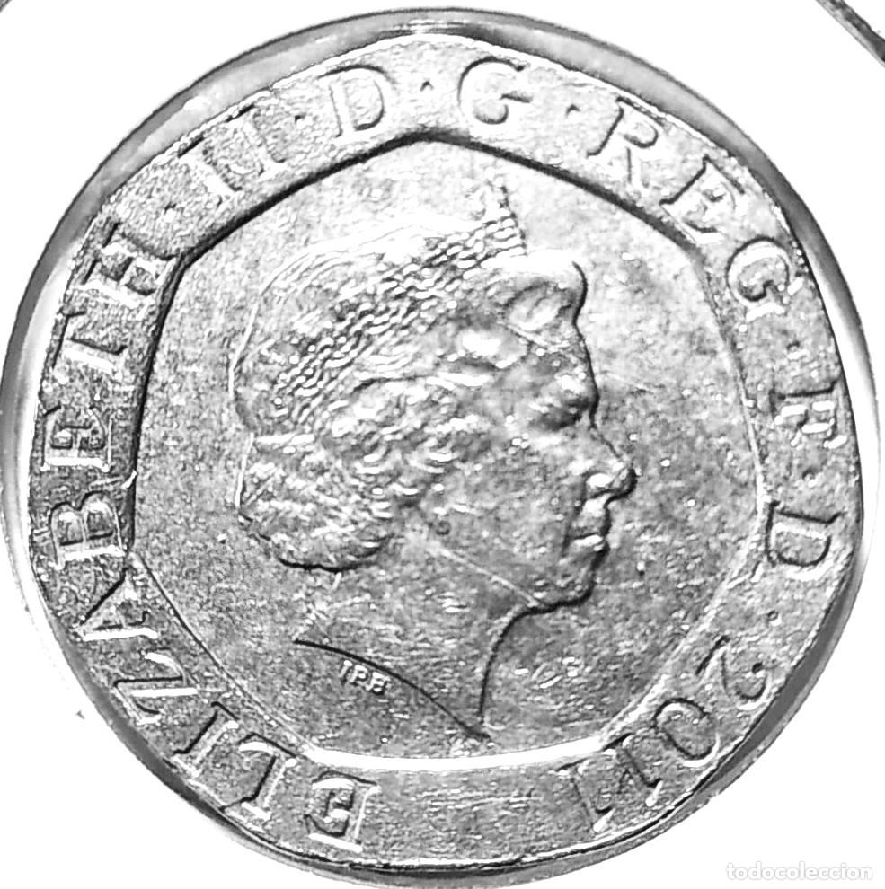 Monedas antiguas de Europa: REINO UNIDO (1982-2022) - 20 PENIQUES 2011 - REINA ISABEL II - A - 5 GR. CUPRONIQUEL - DIAMETRO 21,4