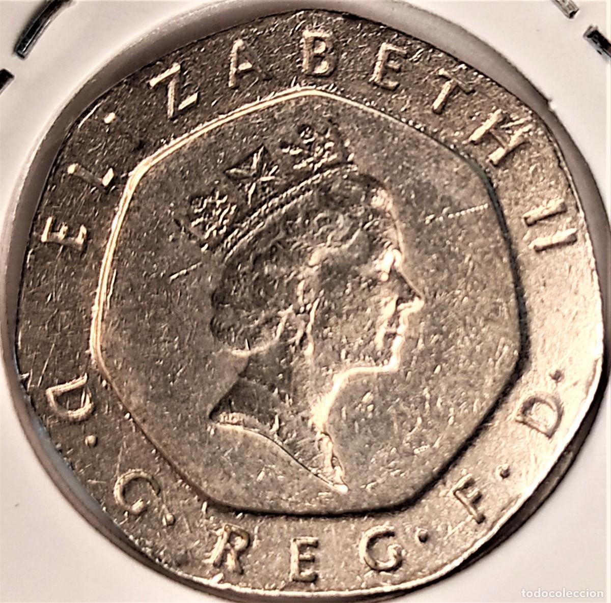 Monedas antiguas de Europa: REINO UNIDO (1982-2022) - 20 PENIQUES 1988 - REINA ISABEL II - A - 5 GR. CUPRONIQUEL - DIAMETRO 21,4