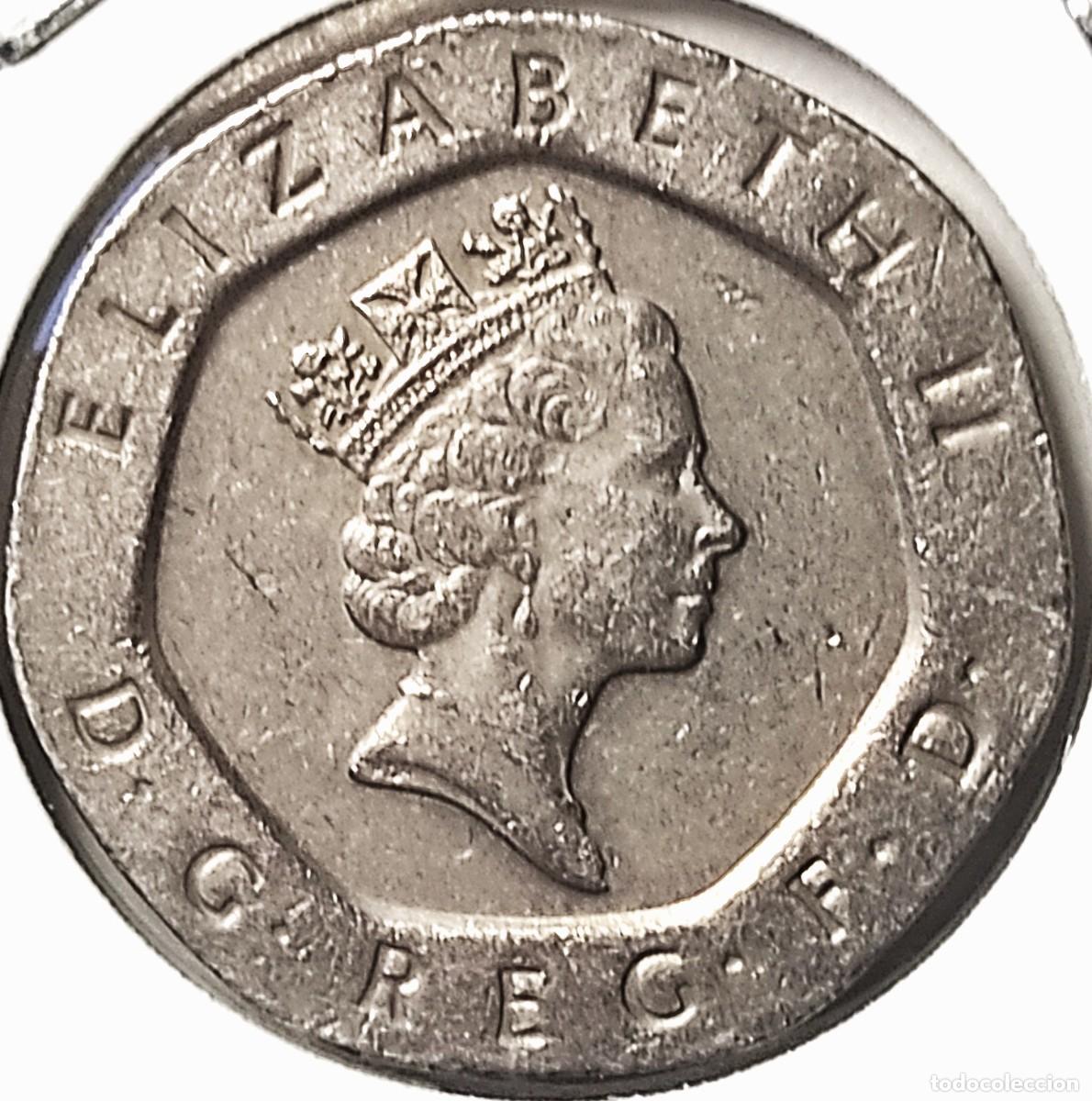Monedas antiguas de Europa: REINO UNIDO (1982-2022) - 20 PENIQUES 1993 - REINA ISABEL II - B - 5 GR. CUPRONIQUEL - DIAMETRO 21,4