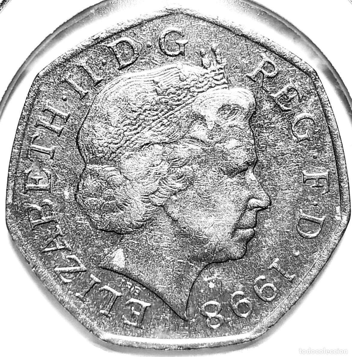 Monedas antiguas de Europa: REINO UNIDO (1982-2022) - 50 PENIQUES 1998 - REINA ISABEL II - A - 8 GR. CUPRONIQUEL - DIAMETRO 27,3