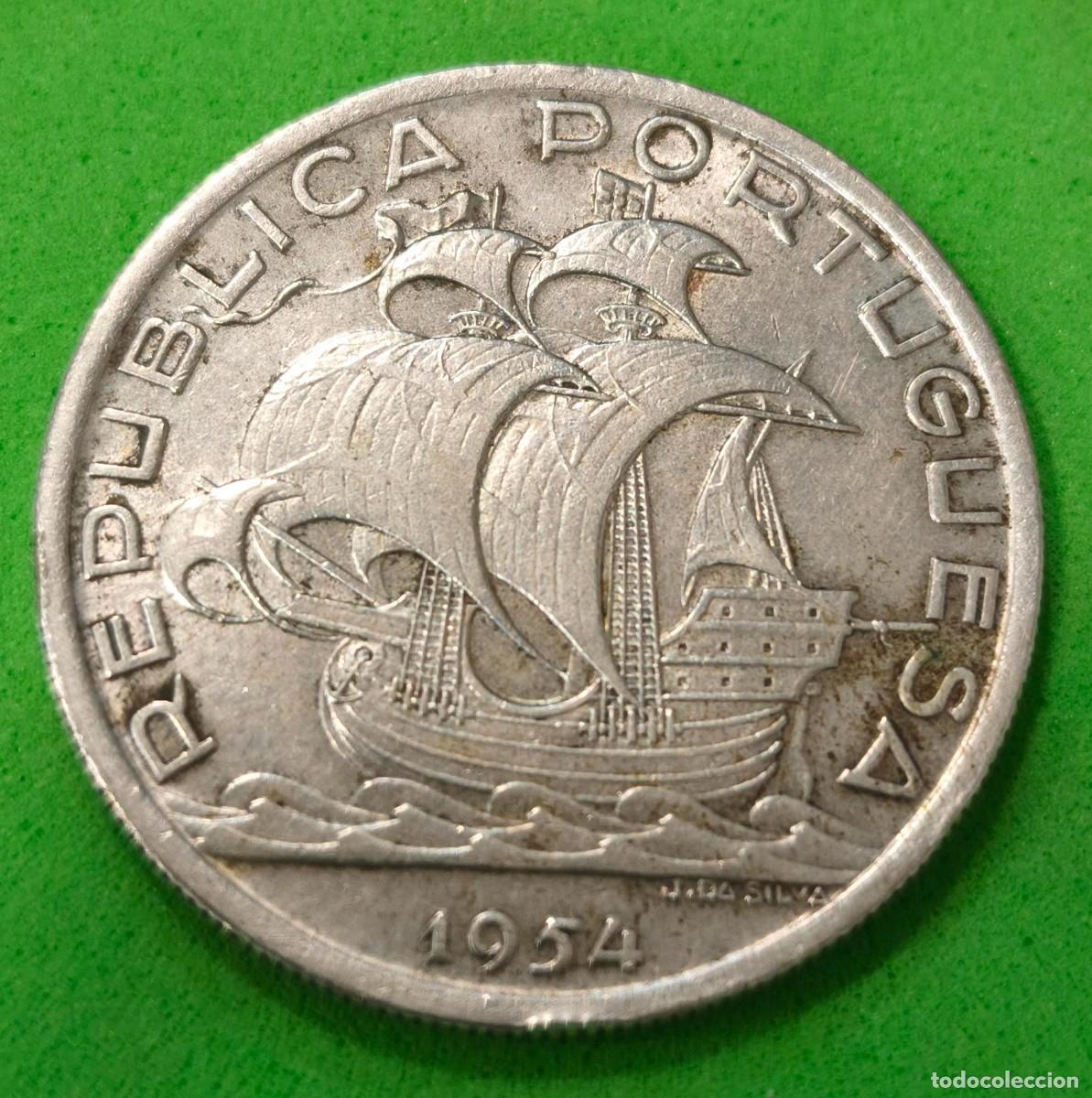 Monedas antiguas de Europa: PORTUGAL. A&Ntilde;O 1954. 10 ESCUDOS PLATA (680). PESO 12,5 GR