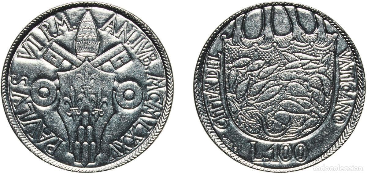 Monedas antiguas de Europa: Vatican City City State 1975 100 Lire - Paul VI (Symbolic Baptism of Man) Stainless steel (605000)