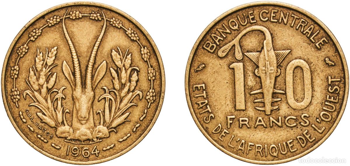 Monedas antiguas de Europa: Western African States Central Bank of Western African States 1964 10 Francs CFA Aluminium bronze (