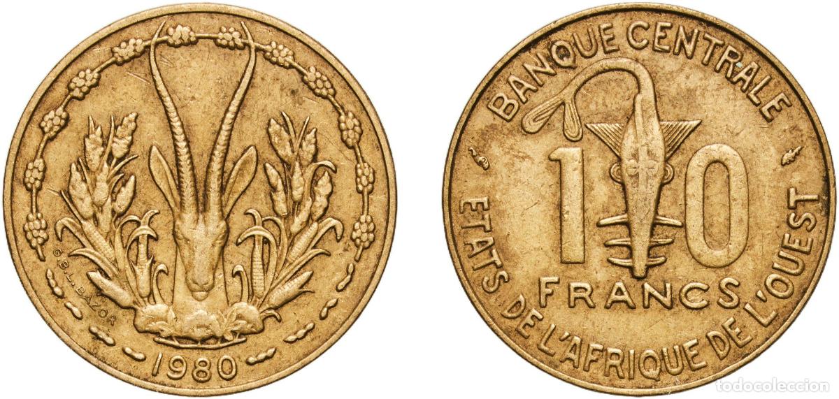 Monedas antiguas de Europa: Western African States Central Bank of Western African States 1980 10 Francs CFA Aluminium-nickel b