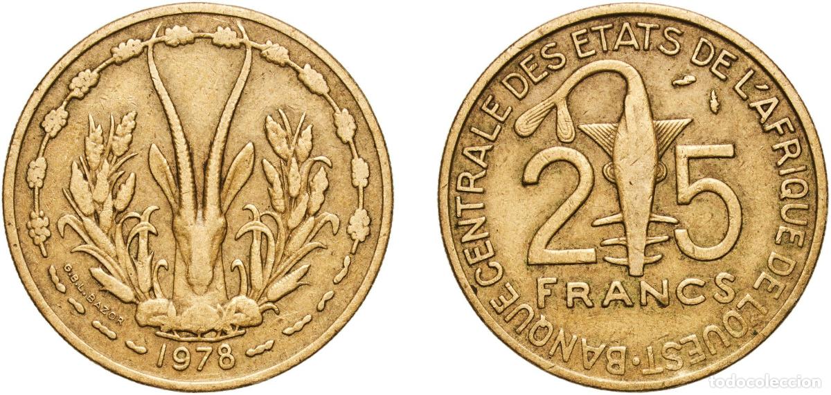 Monedas antiguas de Europa: Western African States Central Bank of Western African States 1978 25 Francs CFA Aluminium bronze (