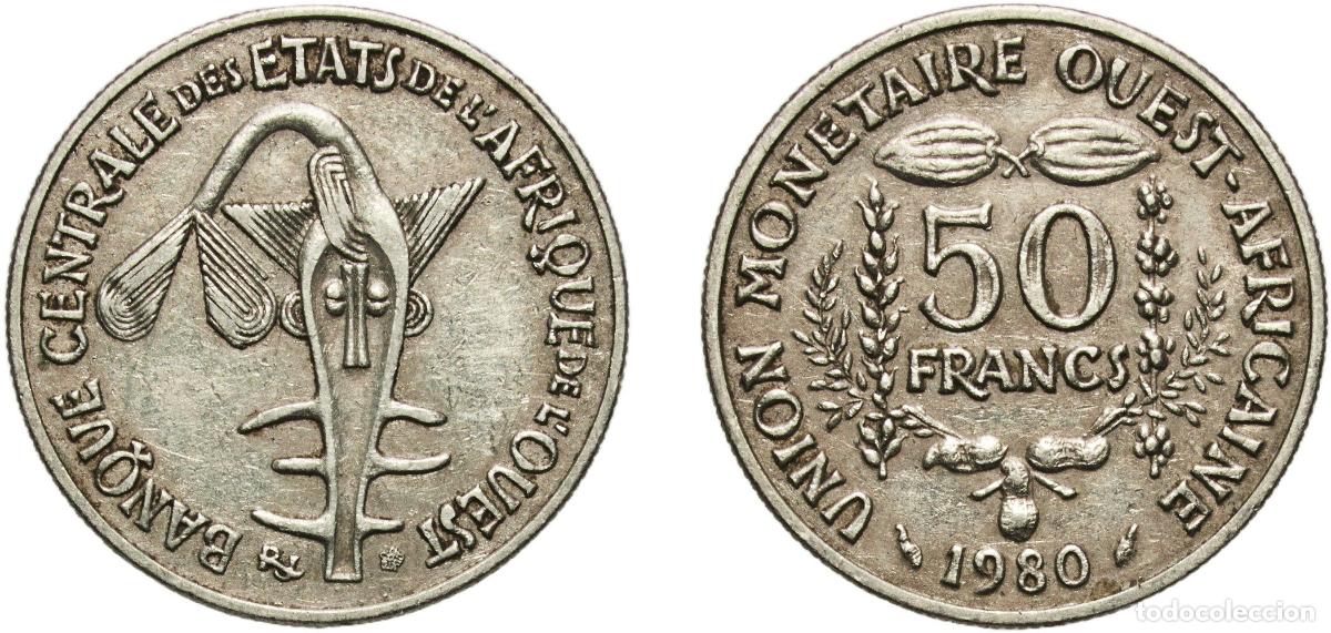 Monedas antiguas de Europa: Western African States Central Bank of Western African States 1980 50 Francs CFA (non-magnetic) Cop