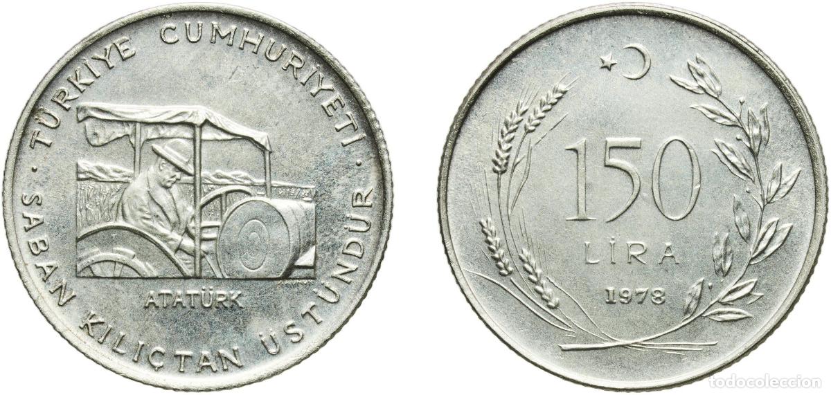 Monedas antiguas de Europa: Turkey Republic 1978 150 Lira (FAO) Silver (.900) (10000) 8.91g UNC KM 918.1 KM 918.2