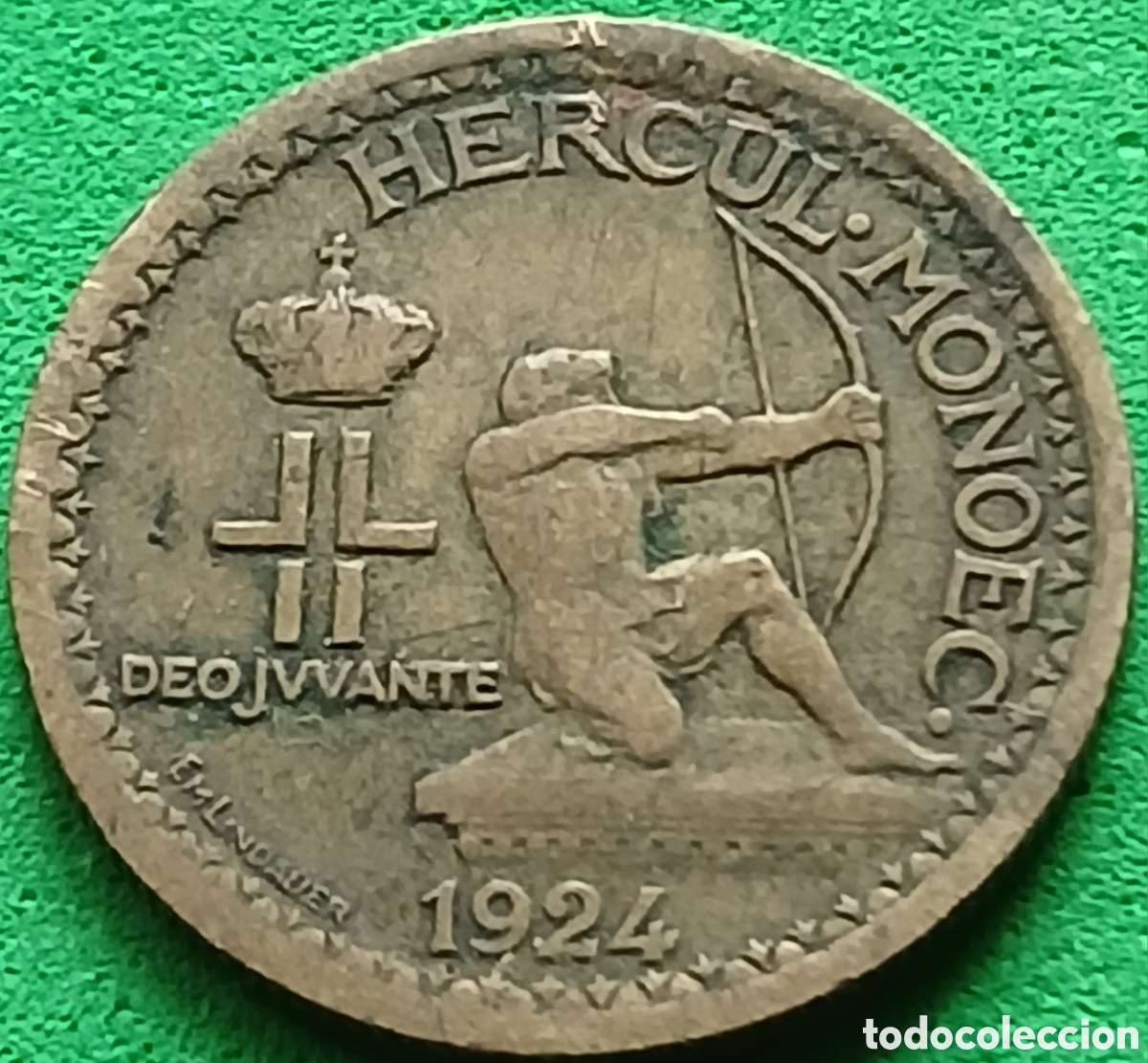 Monedas antiguas de Europa: M&oacute;naco 50 centimos 1924 km#110 poco com&uacute;n