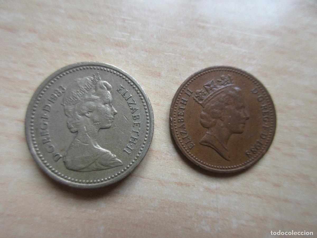 Monedas antiguas de Europa: 2 monedas Inglaterra diferentes