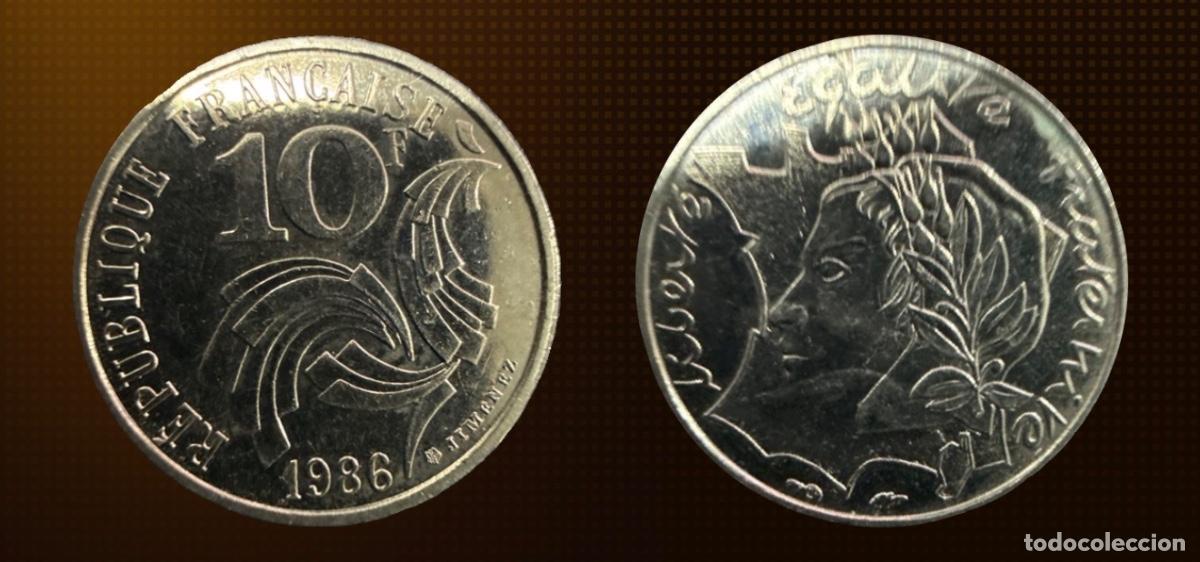 Monedas antiguas de Europa: Francia 10 francos, Libert&eacute; &Eacute;galit&eacute; Fraternit&eacute; &middot; 1986