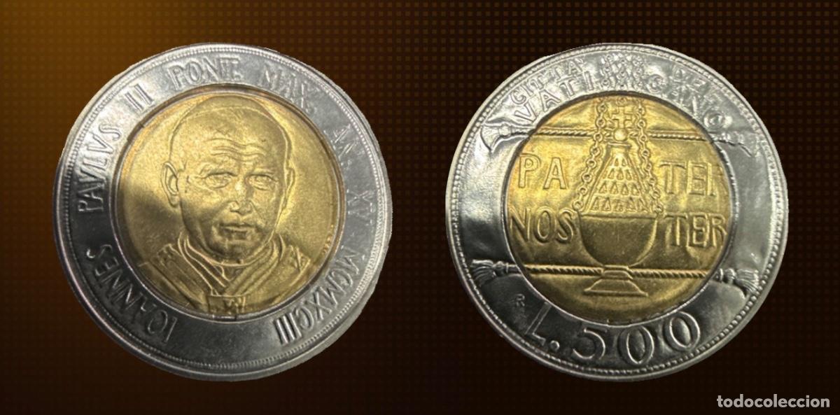 Monedas antiguas de Europa: 500 liras Ciudad del Vaticano Juan Pablo II 1993 bimet&aacute;lica