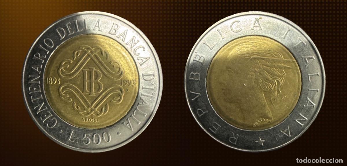Monedas antiguas de Europa: ITALIA 500 LIRAS 1993-R &middot; 100 ANIVERSARIO DEL BANCO DE ITALIA &middot; BIMET&Aacute;LICA