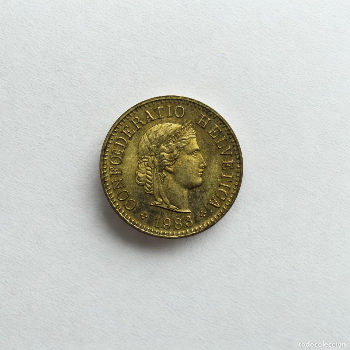 Monedas antiguas de Europa: Moneda 5 Rappen 1983 Suiza Helvetia Swiss Coin Berna Aluminio-Bronce Circulada