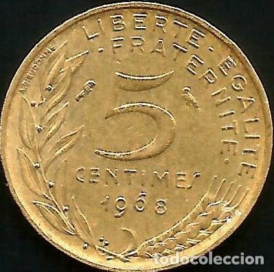 Monedas antiguas de Europa: FRANCIA 1968 - 5 CENTIMES - KM 933 - CIRCULADA